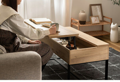 センターテーブル 幅90cm リビングテーブル 2WAY 収納 高さ調整 広々 ゆったり 一人暮らし リビング ソファ パソコン 作業 ブラウン ナチュラル(代引不可)