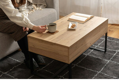 センターテーブル 幅90cm リビングテーブル 2WAY 収納 高さ調整 広々 ゆったり 一人暮らし リビング ソファ パソコン 作業 ブラウン ナチュラル(代引不可)