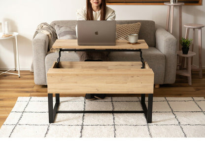 センターテーブル 幅90cm リビングテーブル 2WAY 収納 高さ調整 広々 ゆったり 一人暮らし リビング ソファ パソコン 作業 ブラウン ナチュラル(代引不可)