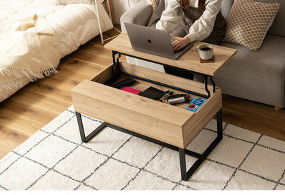 センターテーブル 幅90cm リビングテーブル 2WAY 収納 高さ調整 広々 ゆったり 一人暮らし リビング ソファ パソコン 作業 ブラウン ナチュラル(代引不可)