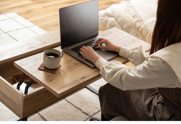 センターテーブル 幅90cm リビングテーブル 2WAY 収納 高さ調整 広々 ゆったり 一人暮らし リビング ソファ パソコン 作業 ブラウン ナチュラル(代引不可)