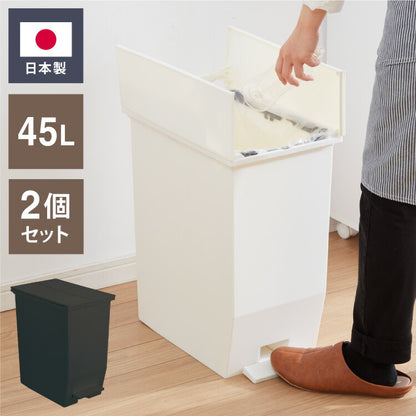 【5%OFF】ゴミ箱 ごみ箱 ワンタッチ 2個セット おしゃれ キッチン 45l 45リットル 幅27 奥行42.5 高さ48 分別 フタ付き ダストボックス ペダル式 北欧 シンプル 一人暮らし 抗菌 防汚 省スペース(代引不可)