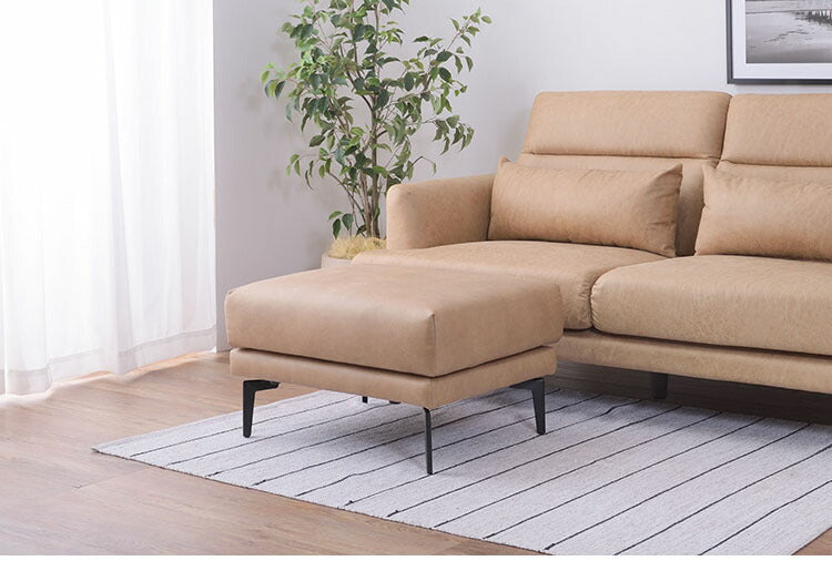 オットマン スツール ソファ ソファー チェア 足置き 1人掛け ポケットコイル 2way ロータイプ使用可 スチール脚 レザー風 高級感 おしゃれ ベージュ(代引不可)