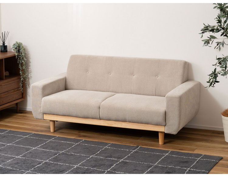 ソファ ソファ ソファー コーデュロイ 天然木 ナチュラル シンプル 幅160cm ワイド 大きめ 二人掛け 三人掛け 木製 北欧 新生活 おしゃれ グリーン グレー ライトグレー インテリア おしゃれ(代引不可)