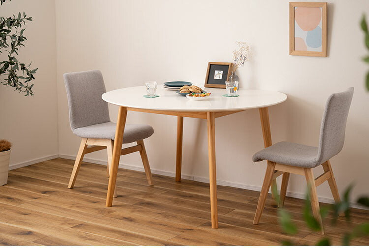 ダイニングテーブル テーブル 4人用 ラウンドテーブル 丸 ラウンド 変形 サークル 白 北欧 ナチュラル ホワイト 木製 天然木 幅120cm おしゃれ シンプル ダイニング 食卓机 壁付け(代引不可)