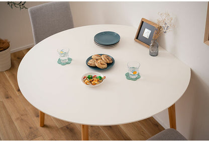 ダイニングテーブル テーブル 4人用 ラウンドテーブル 丸 ラウンド 変形 サークル 白 北欧 ナチュラル ホワイト 木製 天然木 幅120cm おしゃれ シンプル ダイニング 食卓机 壁付け(代引不可)