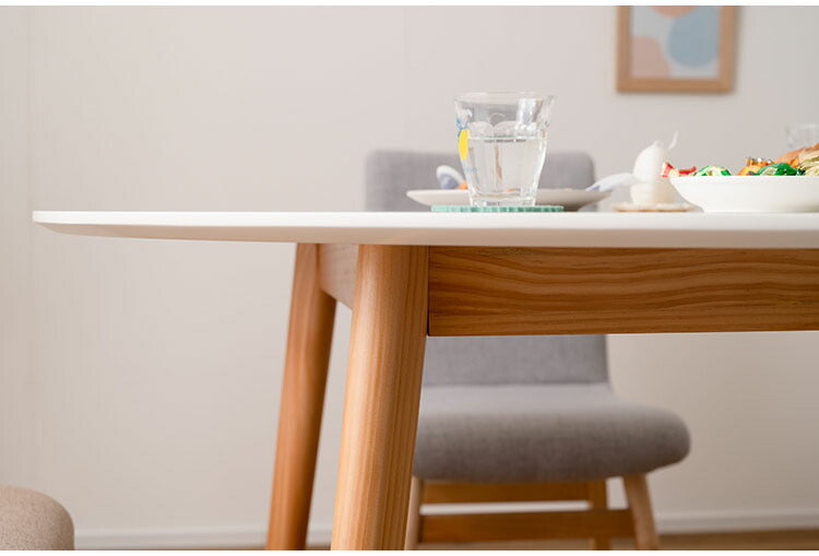 ダイニングテーブル テーブル 4人用 ラウンドテーブル 丸 ラウンド 変形 サークル 白 北欧 ナチュラル ホワイト 木製 天然木 幅120cm おしゃれ シンプル ダイニング 食卓机 壁付け(代引不可)