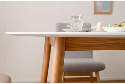 ダイニングテーブル テーブル 4人用 ラウンドテーブル 丸 ラウンド 変形 サークル 白 北欧 ナチュラル ホワイト 木製 天然木 幅120cm おしゃれ シンプル ダイニング 食卓机 壁付け(代引不可)