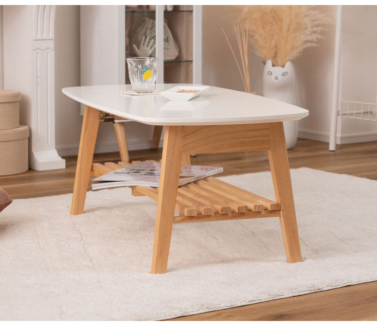 棚付フォールディングテーブル ローテーブル センターテーブル 幅90cm 折りたたみ式 折り畳み式 おしゃれ 北欧 収納 棚付き 木製 天然木 ウッド コンパクト 小さめ 小さい シンプル 韓国インテリア(代引不可)