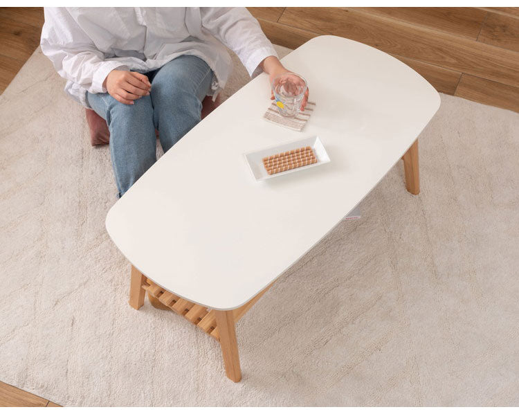 棚付フォールディングテーブル ローテーブル センターテーブル 幅90cm 折りたたみ式 折り畳み式 おしゃれ 北欧 収納 棚付き 木製 天然木 ウッド コンパクト 小さめ 小さい シンプル 韓国インテリア(代引不可)