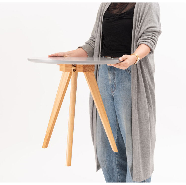 ラウンドサイドテーブル テーブル サイドテーブル ナイトテーブル ディスプレイ台 木製 天然木 パイン くすみカラー 三本脚 おしゃれ コンパクト シンプル 北欧 韓国 かわいい ナチュラル 一人暮らし(代引不可)