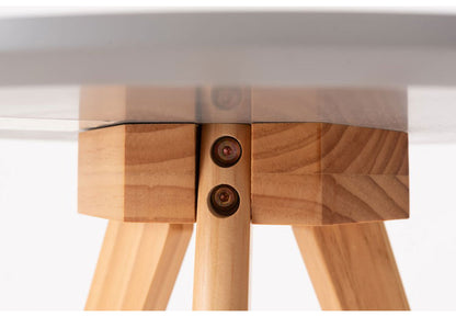 ラウンドサイドテーブル テーブル サイドテーブル ナイトテーブル ディスプレイ台 木製 天然木 パイン くすみカラー 三本脚 おしゃれ コンパクト シンプル 北欧 韓国 かわいい ナチュラル 一人暮らし(代引不可)