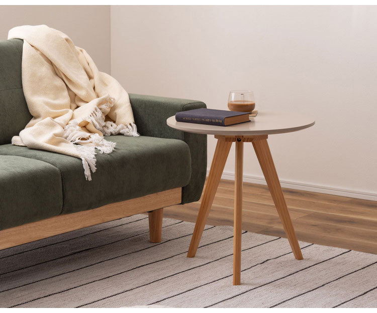 ラウンドサイドテーブル テーブル サイドテーブル ナイトテーブル ディスプレイ台 木製 天然木 パイン くすみカラー 三本脚 おしゃれ コンパクト シンプル 北欧 韓国 かわいい ナチュラル 一人暮らし(代引不可)