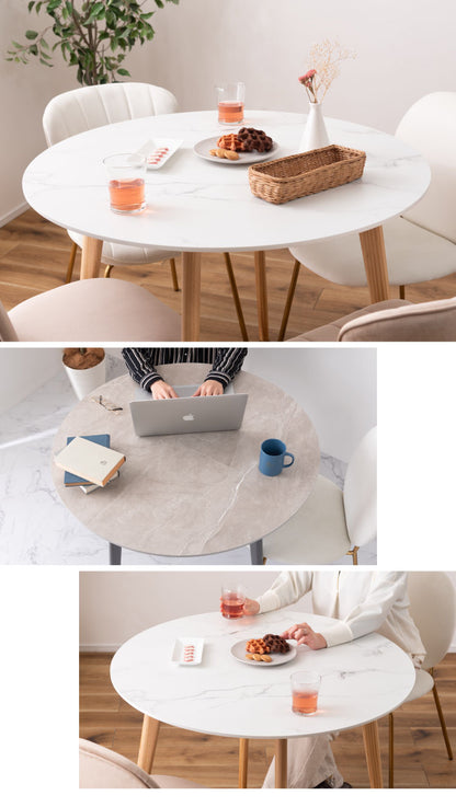 大理石 ラウンドテーブル 幅90cm 円形 ダイニングテーブル 天然木 丸テーブル カフェ風 木製 コンパクト 一人暮らし リビング 北欧 おしゃれ 食卓 ワンルーム ラウンド(代引不可)