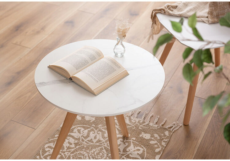 サイドテーブル 直径50cm 50×50 丸テーブル 大理石調 大理石 韓国インテリア シンプル おしゃれ スタイリッシュ テーブル ラウンドテーブル 机 つくえ 韓国 北欧 ストーン かわいい コンパクト(代引不可)