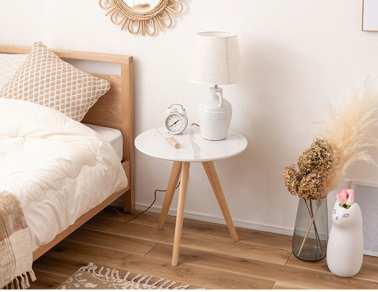 サイドテーブル 直径50cm 50×50 丸テーブル 大理石調 大理石 韓国インテリア シンプル おしゃれ スタイリッシュ テーブル ラウンドテーブル 机 つくえ 韓国 北欧 ストーン かわいい コンパクト(代引不可)