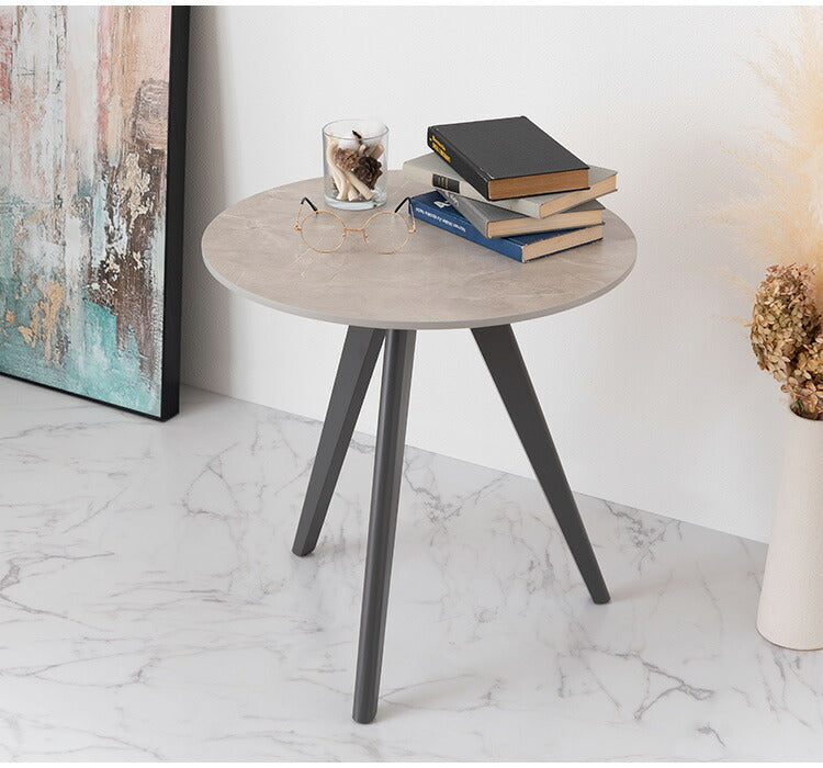 サイドテーブル 直径50cm 50×50 丸テーブル 大理石調 大理石 韓国インテリア シンプル おしゃれ スタイリッシュ テーブル ラウンドテーブル 机 つくえ 韓国 北欧 ストーン かわいい コンパクト(代引不可)