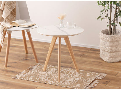 サイドテーブル 直径50cm 50×50 丸テーブル 大理石調 大理石 韓国インテリア シンプル おしゃれ スタイリッシュ テーブル ラウンドテーブル 机 つくえ 韓国 北欧 ストーン かわいい コンパクト(代引不可)