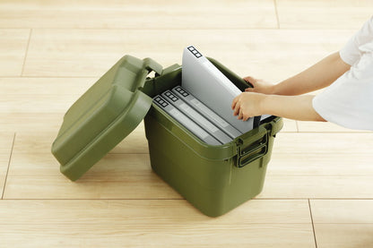 アウトドア キャンプ 収納ボックス 収納ケース 容量20リットル 箱 アウトドア 衣類収納 おもちゃ箱 フタ付き 座れる スツール プラスチック シンプル ミリタリー おしゃれ(代引不可)