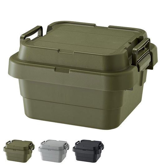 トランクカーゴ スタッキング 18L 収納 ロータイプ アウトドア キャンプ バーベキュー カーキ ブラック グレー 座れる 簡易椅子 ベルトガイド フタ 積み重ね(代引不可)