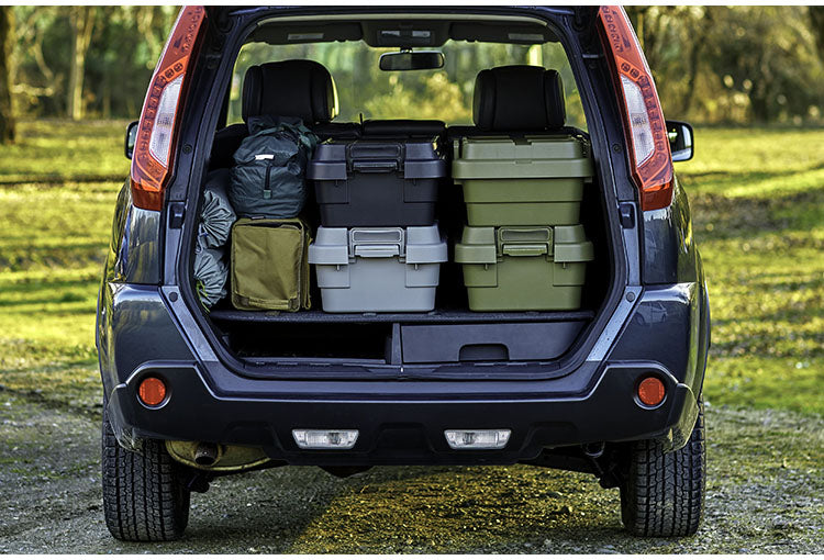 トランクカーゴ スタッキング 18L 収納 ロータイプ アウトドア キャンプ バーベキュー カーキ ブラック グレー 座れる 簡易椅子 ベルトガイド フタ 積み重ね(代引不可)