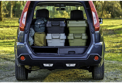 トランクカーゴ スタッキング 18L 収納 ロータイプ アウトドア キャンプ バーベキュー カーキ ブラック グレー 座れる 簡易椅子 ベルトガイド フタ 積み重ね(代引不可)