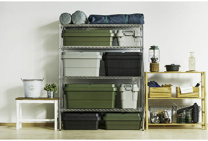 トランクカーゴ スタッキング 18L 収納 ロータイプ アウトドア キャンプ バーベキュー カーキ ブラック グレー 座れる 簡易椅子 ベルトガイド フタ 積み重ね(代引不可)