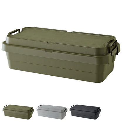 トランクカーゴ スタッキング 70L 収納 ロータイプ アウトドア キャンプ バーベキュー カーキ ブラック グレー 座れる 簡易椅子 ベルトガイド フタ 積み重ね(代引不可)