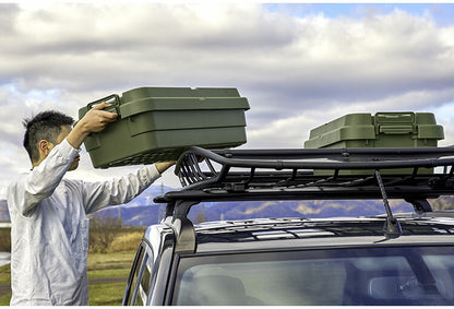 トランクカーゴ スタッキング 70L 収納 ロータイプ アウトドア キャンプ バーベキュー カーキ ブラック グレー 座れる 簡易椅子 ベルトガイド フタ 積み重ね(代引不可)