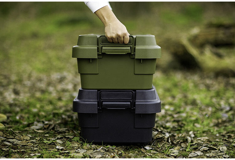 トランクカーゴ スタッキング 70L 収納 ロータイプ アウトドア キャンプ バーベキュー カーキ ブラック グレー 座れる 簡易椅子 ベルトガイド フタ 積み重ね(代引不可)