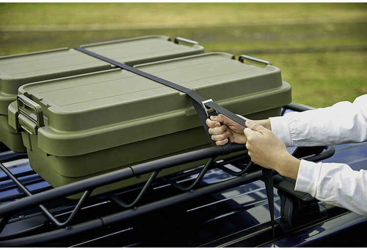 トランクカーゴ スタッキング 70L 収納 ロータイプ アウトドア キャンプ バーベキュー カーキ ブラック グレー 座れる 簡易椅子 ベルトガイド フタ 積み重ね(代引不可)