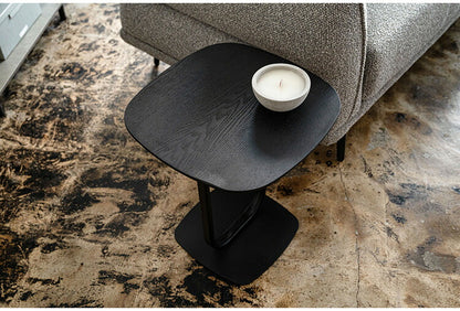 サイドテーブル TEC-84 東谷 サイドテーブル テーブル 机 ナイトテーブル スリム おしゃれ モダン ベッドサイドテーブル ブラックスチール スチール ディスプレイ シンプル 高級感 黒(代引不可)