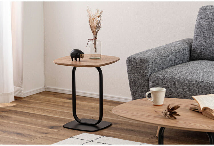 サイドテーブル TEC-84 東谷 サイドテーブル テーブル 机 ナイトテーブル スリム おしゃれ モダン ベッドサイドテーブル ブラックスチール スチール ディスプレイ シンプル 高級感 黒(代引不可)