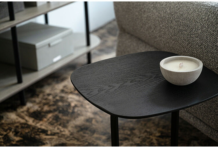 サイドテーブル TEC-84 東谷 サイドテーブル テーブル 机 ナイトテーブル スリム おしゃれ モダン ベッドサイドテーブル ブラックスチール スチール ディスプレイ シンプル 高級感 黒(代引不可)