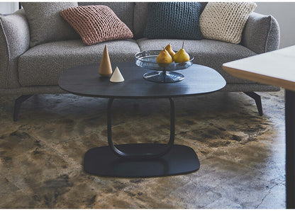 リビングテーブル TEC-85 東谷 リビングテーブル センターテーブル 机 スリム おしゃれ モダン ベッドサイドテーブル ブラックスチール スチール コーヒーテーブル シンプル 高級感 黒(代引不可)