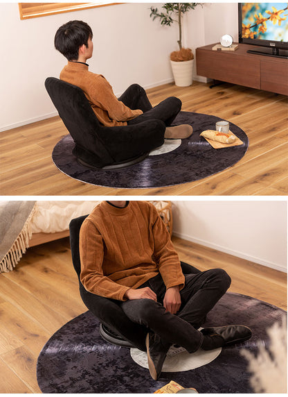 座椅子 リクライニングチェア 回転式 完成品 フロアチェア 折りたたみチェア 背もたれ 1人掛け 一人暮らし リビングチェア 肘掛け 安定感 アームレスト(代引不可)