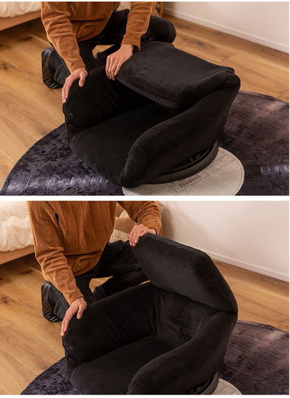 座椅子 リクライニングチェア 回転式 完成品 フロアチェア 折りたたみチェア 背もたれ 1人掛け 一人暮らし リビングチェア 肘掛け 安定感 アームレスト(代引不可)