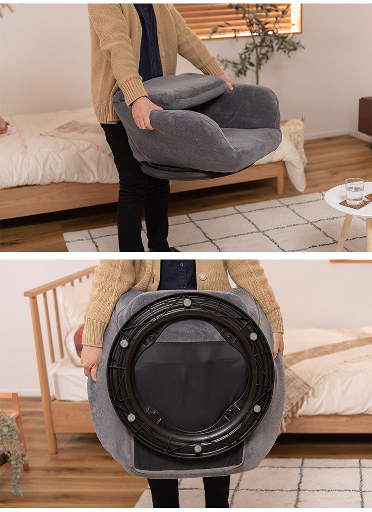 座椅子 リクライニングチェア 回転式 完成品 フロアチェア 折りたたみチェア 背もたれ 1人掛け 一人暮らし リビングチェア 肘掛け 安定感 アームレスト(代引不可)