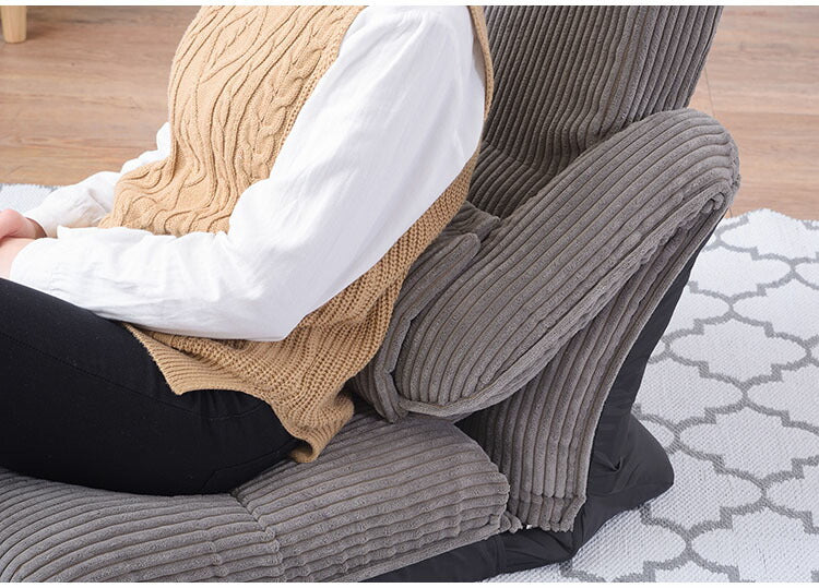 座椅子 座いす 椅子 ローチェア フロアチェア ハイバック リクライニング 42段階リクライニング 頭部リクライニング 4WAY コーデュロイ かわいい おしゃれ 1人暮らし 背もたれ付き(代引不可)