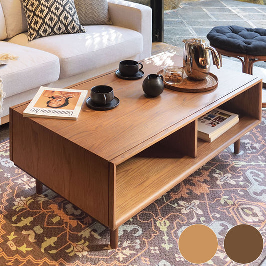センターテーブル おしゃれ 北欧 リビングテーブル ローテーブル 机 木製 天然木 オープン 収納 ディスプレイ 幅110cm オーク ブラウン ナチュラル シンプル モダン ソファ リビング(代引不可)