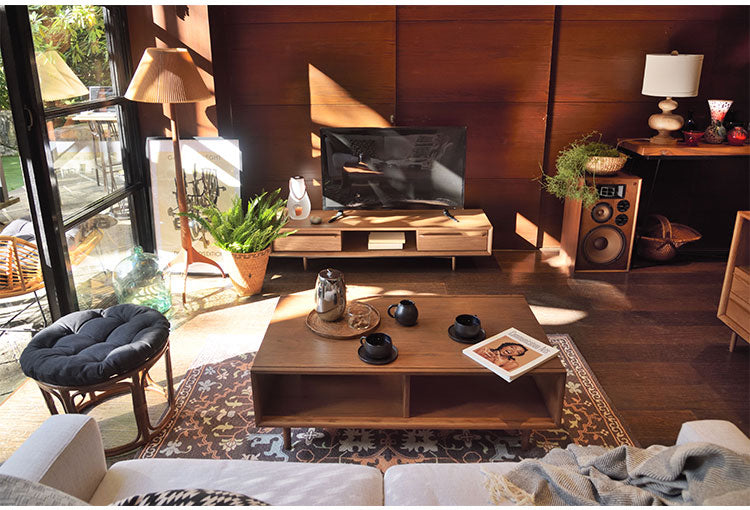 センターテーブル おしゃれ 北欧 リビングテーブル ローテーブル 机 木製 天然木 オープン 収納 ディスプレイ 幅110cm オーク ブラウン ナチュラル シンプル モダン ソファ リビング(代引不可)