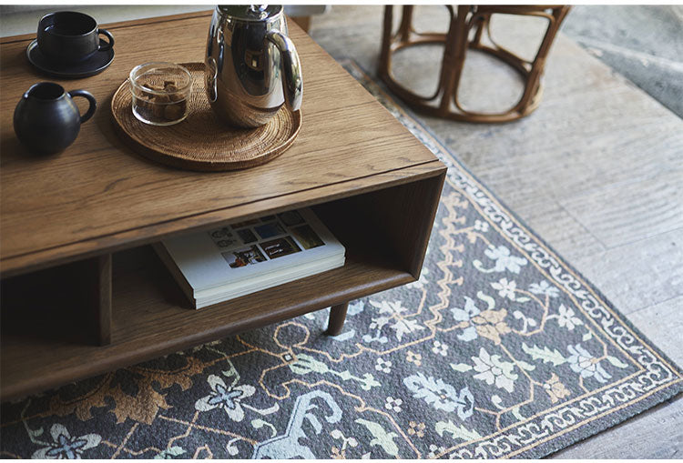 センターテーブル おしゃれ 北欧 リビングテーブル ローテーブル 机 木製 天然木 オープン 収納 ディスプレイ 幅110cm オーク ブラウン ナチュラル シンプル モダン ソファ リビング(代引不可)