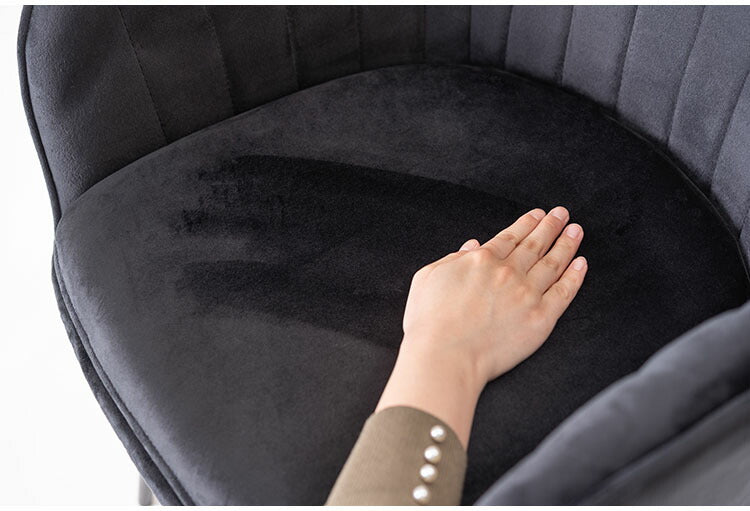 ダイニングチェア おしゃれ チェアー 椅子 イス スチール 脚 フレーム 黒 ブラック 布 ベロア アームチェア 肘あり 肘掛けあり 固定脚 食卓 可愛い 高級感 アンティーク シンプル エレガント(代引不可)