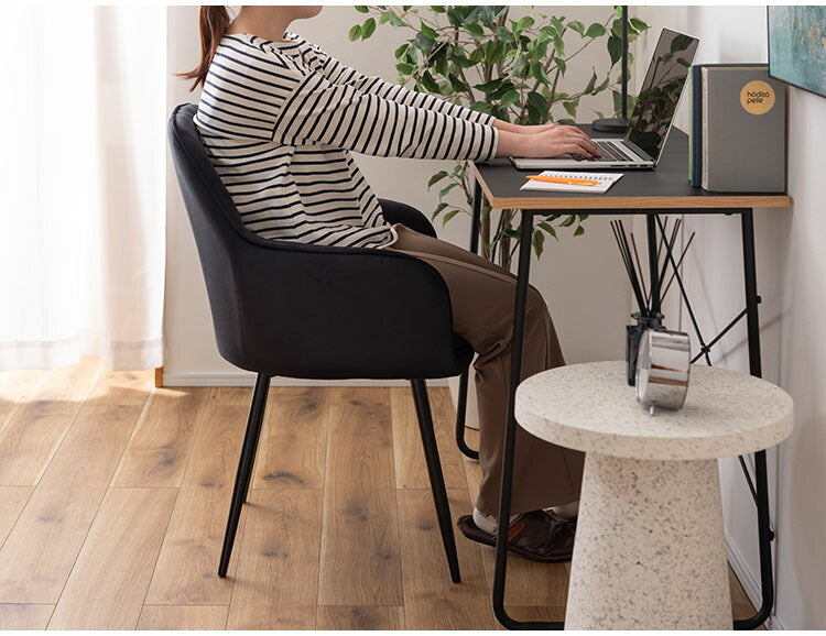 ダイニングチェア おしゃれ チェアー 椅子 イス スチール 脚 フレーム 黒 ブラック 布 ベロア アームチェア 肘あり 肘掛けあり 固定脚 食卓 可愛い 高級感 アンティーク シンプル エレガント(代引不可)