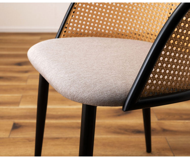 チェア チェア ダイニングチェア おしゃれ 椅子 イス いす チェアー ナチュラル シンプル ラタン調 ファブリック 布地 スチール 背もたれ アームレス ベージュ アジアン シンプル おしゃれ(代引不可)