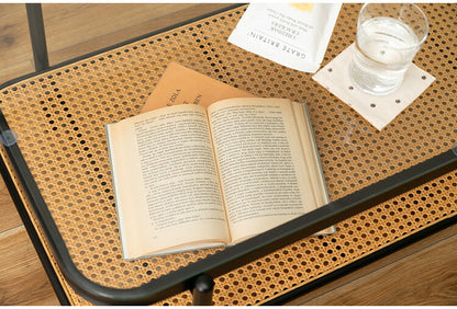 ガラステーブル ラタン 幅110cm リビングテーブル センターテーブル 籐 透け感 抜け感 おしゃれ シンプル ブラック 黒 ディスプレイ収納 棚 かっこいい モダン インダストリアル テーブル 机 つくえ(代引不可)