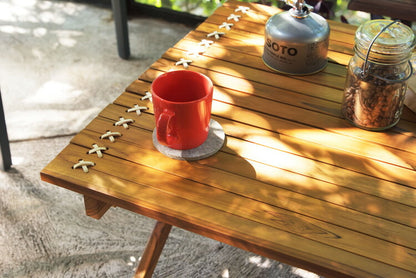 ロールトップテーブル ロールトップ テーブル 机 アウトドアテーブル フォールディングテーブル 折りたたみ アウトドア キャンプ ロータイプ 低い 低め 収納 持ち運び チーク材 本革 天然木 木製(代引不可)