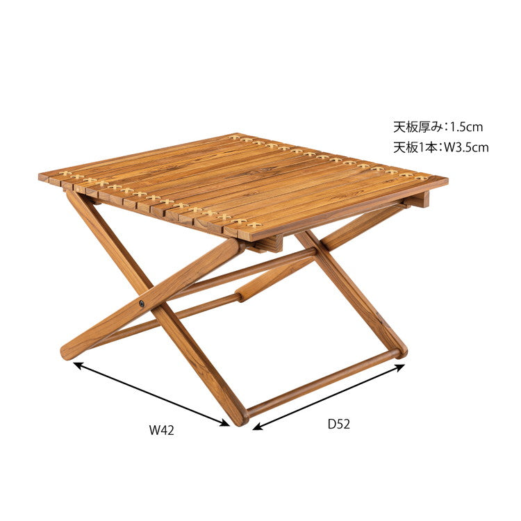 ロールトップテーブル ロールトップ テーブル 机 アウトドアテーブル フォールディングテーブル 折りたたみ アウトドア キャンプ ロータイプ 低い 低め 収納 持ち運び チーク材 本革 天然木 木製(代引不可)