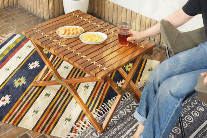 ロールトップテーブル ロールトップ テーブル 机 アウトドアテーブル フォールディングテーブル 折りたたみ アウトドア キャンプ ロータイプ 低い 低め 収納 持ち運び チーク材 本革 天然木 木製(代引不可)