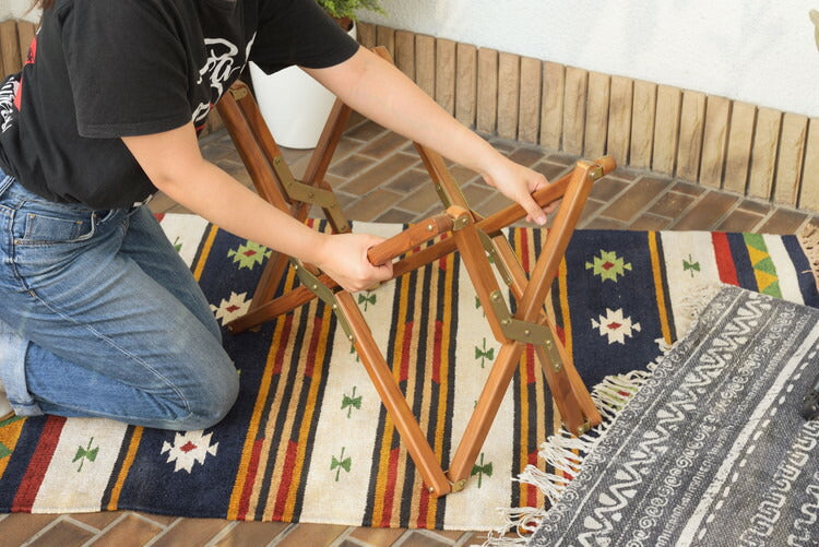 ロールトップテーブル ロールトップ テーブル 机 アウトドアテーブル フォールディングテーブル 折りたたみ アウトドア キャンプ ロータイプ 低い 低め 収納 持ち運び チーク材 本革 天然木 木製(代引不可)